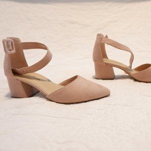 Cityclassified pink pointed toe ankle strap heel